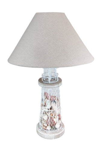 Shell Filled Lighthouse Lamp