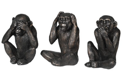 Antique Finish “See No Evil” Trio Monkeys Ornament – Statue Set