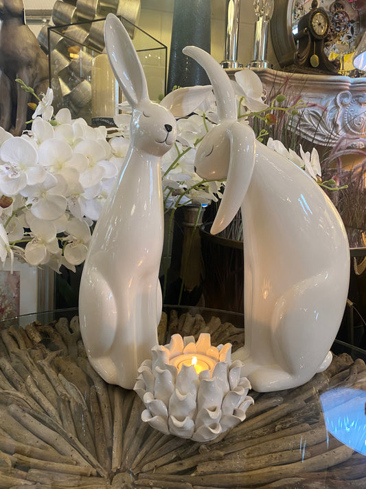 White Ceramic Rabbit Ornaments – Decorative Bunny Figures