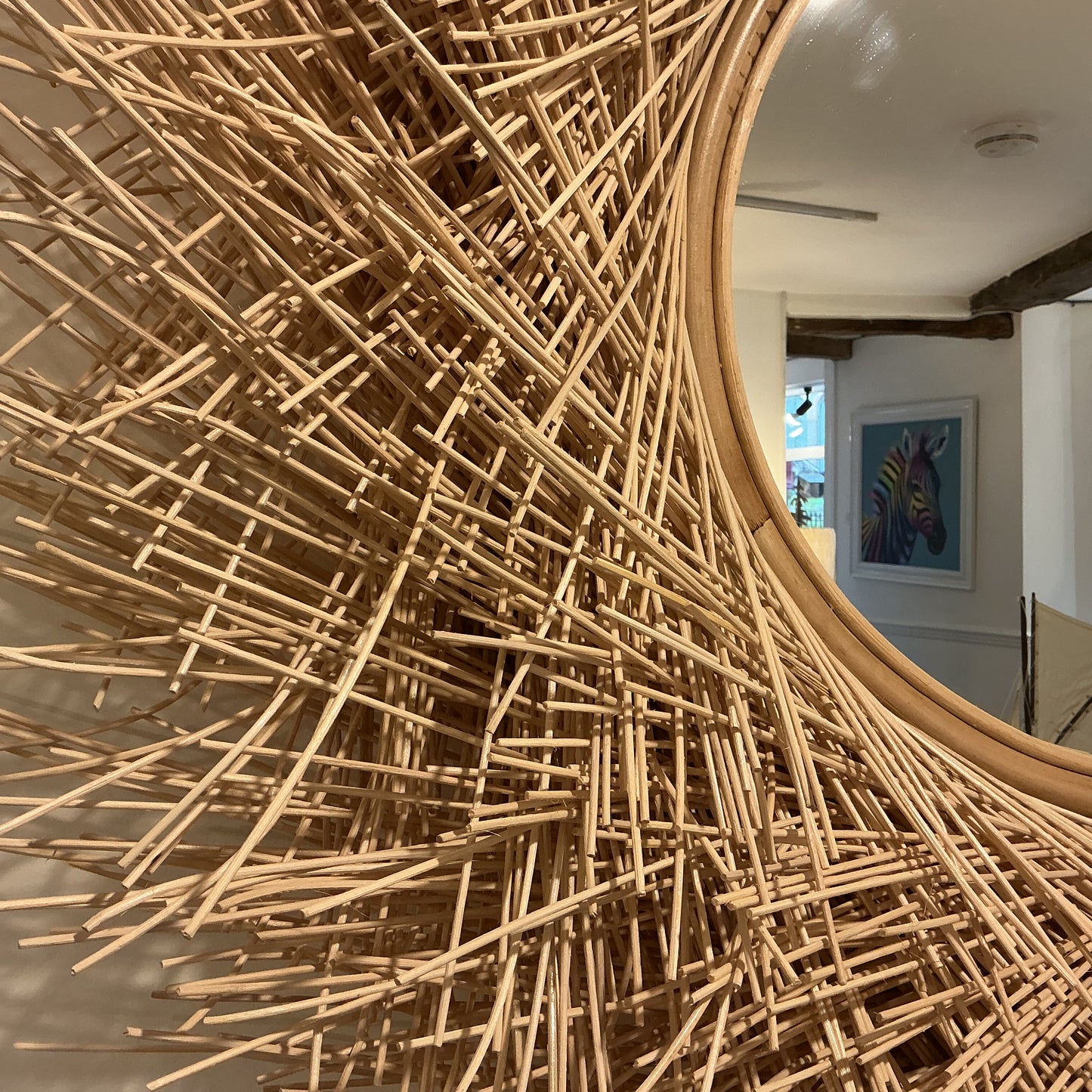 Round Woven Rattan Wall Mirror