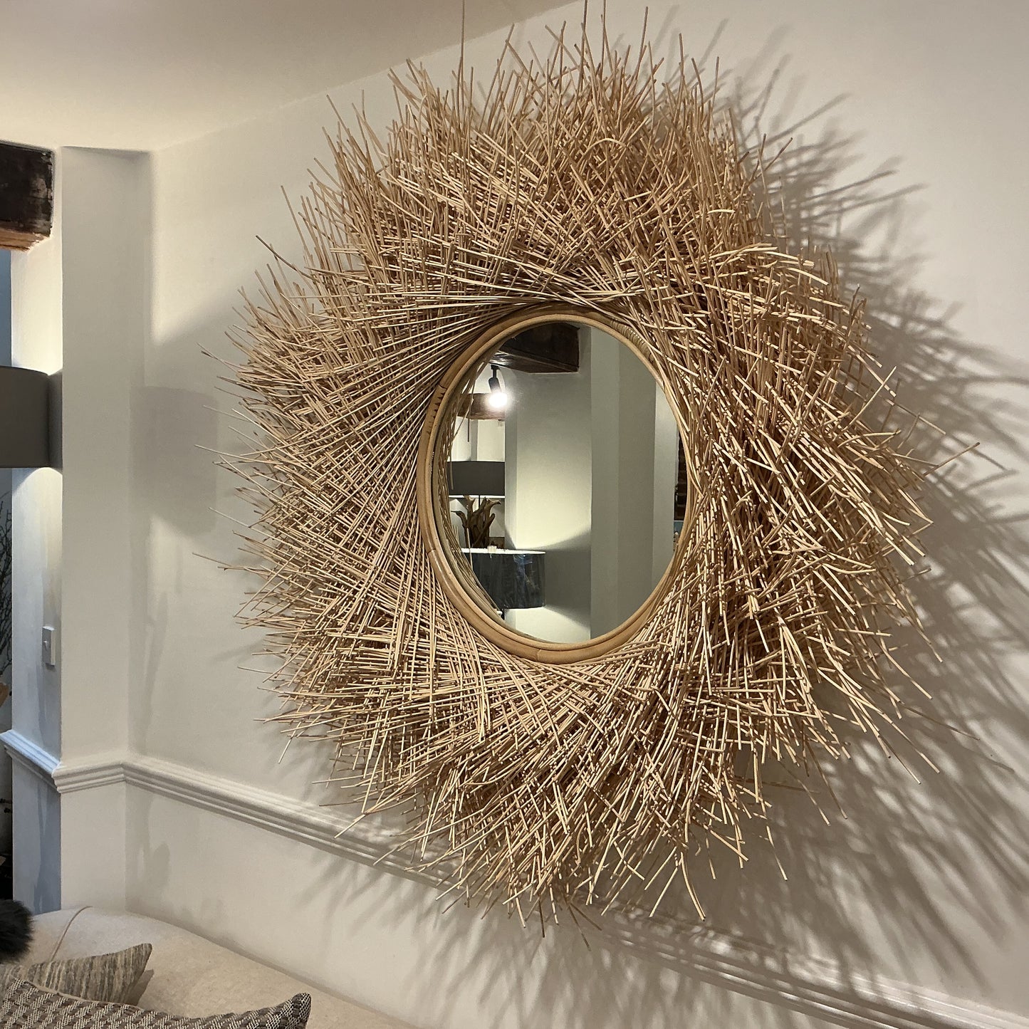 Round Woven Rattan Wall Mirror