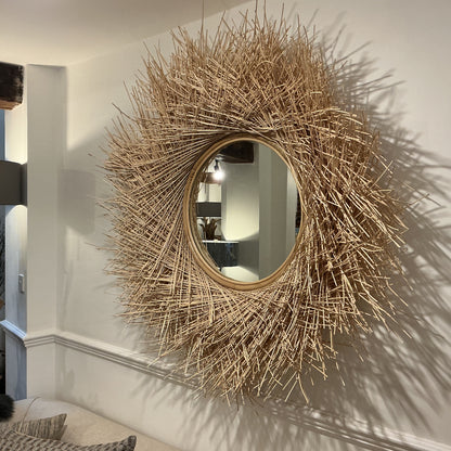 Round Woven Rattan Wall Mirror