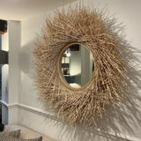 Round Woven Rattan Wall Mirror