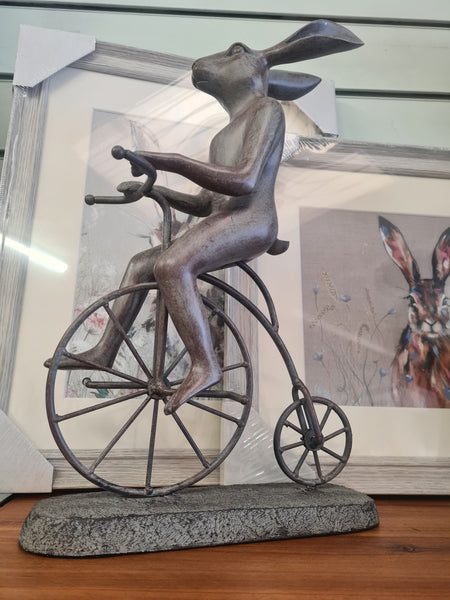 Rabbit on Penny Farthing Ornament – Whimsical Sculpture (40 cm High)