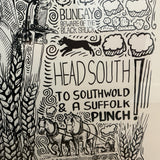 Norfolk Illustrated Map Screen Print – Framed A1 Wall Art