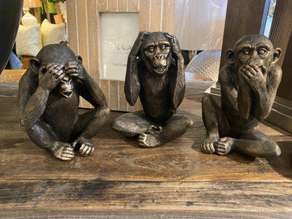 Antique Finish “See No Evil” Trio Monkeys Ornament – Statue Set