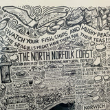 Norfolk Illustrated Map Screen Print – Framed A1 Wall Art