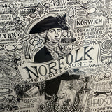 Norfolk Illustrated Map Screen Print – Framed A1 Wall Art