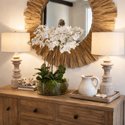 Elegant White Orchid in Glass Bowl