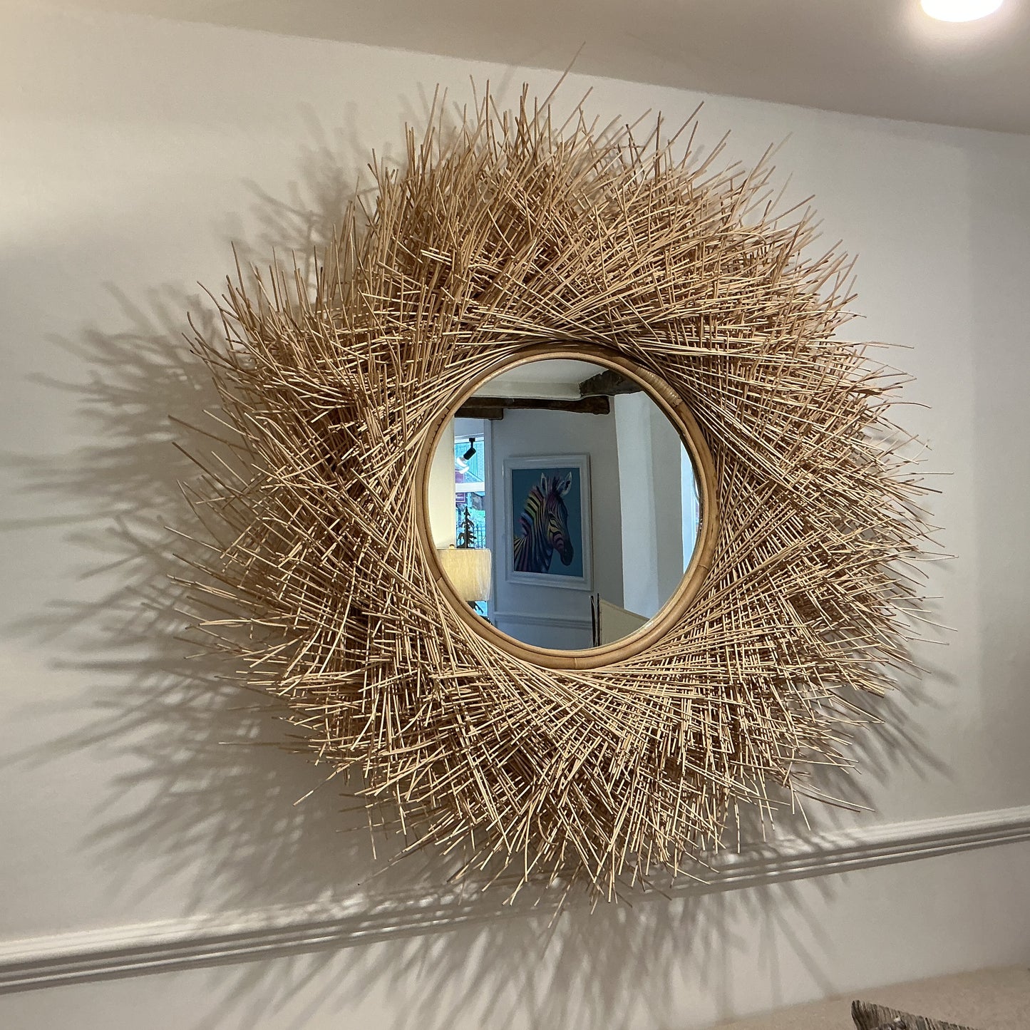 Round Woven Rattan Wall Mirror