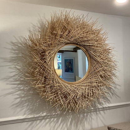 Round Woven Rattan Wall Mirror