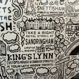 Norfolk Illustrated Map Screen Print – Framed A1 Wall Art