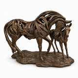 Mare and Foal Cold-Cast Bronze Sculpture