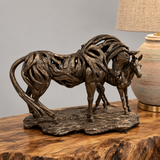 Mare and Foal Cold-Cast Bronze Sculpture