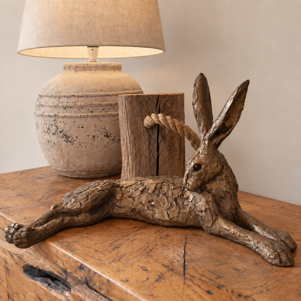 Cold Cast Bronze Lying Hare