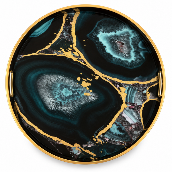 Blue and Gold Marble Effect Tray