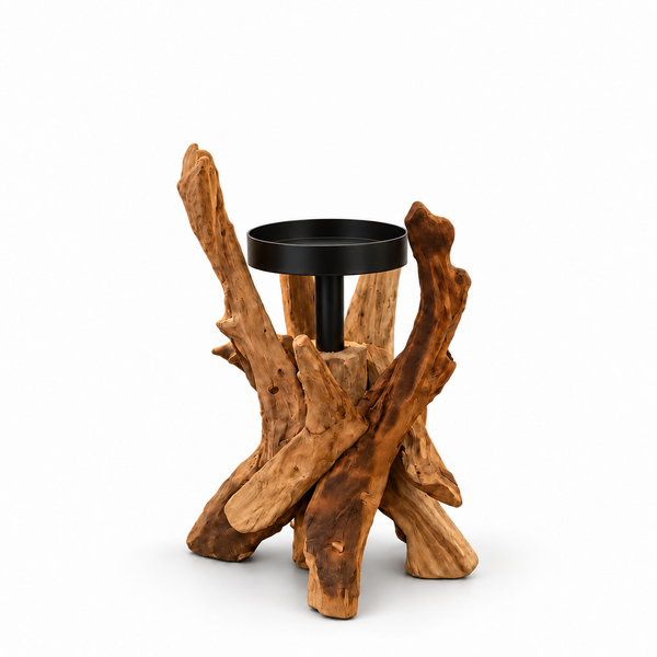 Teak Candle Holder