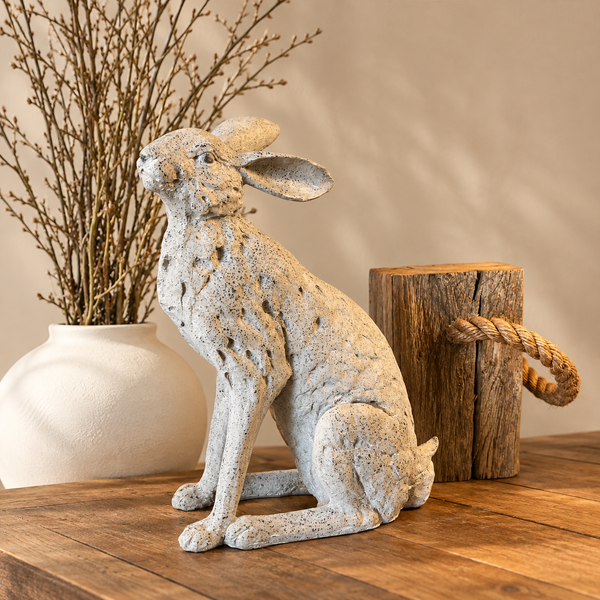 Sitting Grey Hare Sculpture