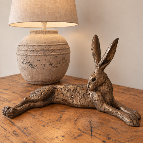Cold Cast Bronze Lying Hare
