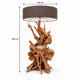 Teak floor sculpture lamp