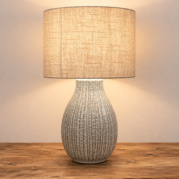 Bulbous Cream Glaze Table Lamp