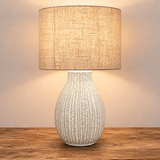 Bulbous Cream Glaze Table Lamp